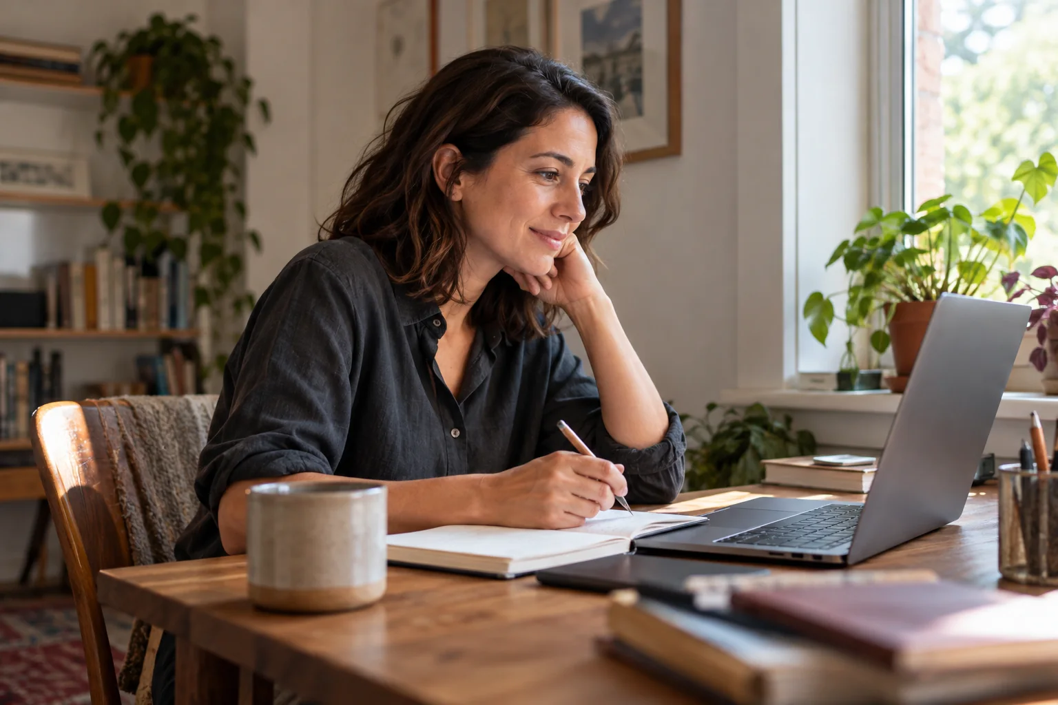 A professional listening during an online project conversation